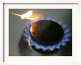 The Flame of a Gas Stove is Ignited in Bremen Germany Framed Photographic Print