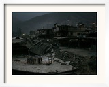 Pakistani Men Perform Their Evening Prayers Framed Photographic Print