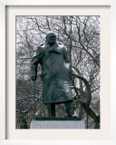 Snow is Seen on a Statue of the Late British Prime Minister Sir Winston Churchill Framed Photographic Print by Matt Dunham