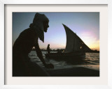 Kenyan Fisherman Leave at Sunset for a Night Spent Catching Fish Framed Photographic Print