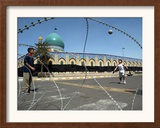 Iraqi Children Play Soccer on a Deserted Street Framed Photographic Print