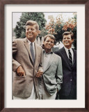 Brothers, John F. Kennedy, Robert Kennedy, and Ted Kennedy, Right, in Hyannis Port, Massachusetts Framed Photographic Print