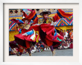 Monks Perform a Black Hat Dance Framed Photographic Print