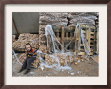 Ultra-Orthodox Jewish Child Sits Next to Piles of Potatoes, Preparations for Upcoming Passover Framed Photographic Print