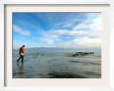 A Man Walks on the Ice-Covered Southeastern Macedonian Dojran Lake Framed Photographic Print