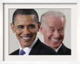 President Barack Obama and Vice President Joe Biden in the East Room of the White House Framed Photographic Print