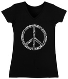 Juniors: V-Neck- Peace in 77 Languages Vêtement
