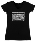 Juniors: V-Neck- Greatest Rap Hits Boom Box Shirt