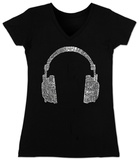 Juniors: V-Neck- Headphones out of Different Music Genre's Shirts