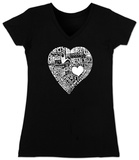 Juniors: V-Neck- Love in 44 Different Languages T-Shirts