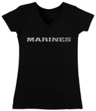 Juniors: V-Neck- Lyrics To The Marines Hymn T-shirts