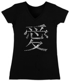 Women's: V-Neck- Chinese Love symbol T-Shirts