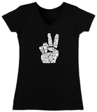 Women's: V-Neck- Give Peace a Chance Fingers Vêtement
