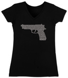 Women's: V-Neck- Gun created out of 2nd Amendment T-Shirts Women's: V-Neck- Gun created out of 2nd Amendment T-Shirts