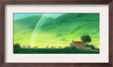Landscape of Cottage and Rainbow Posters