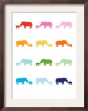 Rainbow Rhinos Prints by  Avalisa