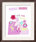 Pink Mouse with Flowers Prints