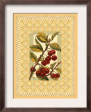 Cherries on Patterned Background Posters