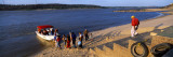 Tourists With a Boat at The Riverside, Orinoco, Ciudad Bolivar, Bolivar State, Venezuela Autocollant mural par  Panoramic Images