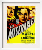 Les Miserables, Charles Laughton, Fredric March on Window Card, 1935 Posters