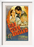 Fire over England, Flora Robson, Laurence Olivier, 1937, Poster Art Posters