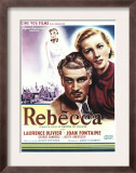Rebecca, Laurence Olivier, Joan Fontaine on Belgian Poster Art, 1940 Print