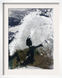 Satellite View of Scandinavia Print by Stocktrek Images 