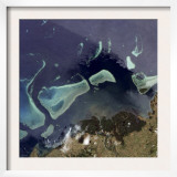 Deep Green Forest on Land and the Delicate Turquoise Coral Reef in the Ocean of Viti Levu, Fiji Posters