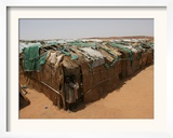 Two Sudanese Boys Stand by Makeshift Huts Framed Photographic Print