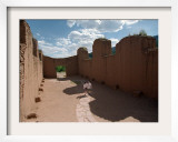 Travelers Examine the Ruins of 17th Century Spanish Mission, the Church of San Jose De Los Jemez Framed Photographic Print by Pat Vasquez-cunningham