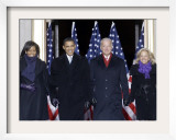 Barack Obama and the Joe Biden, Along with Their Wives, are Introduced at the War Memorial Plaza Framed Photographic Print