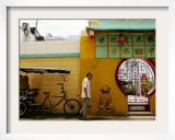 An Unidentified Chinese Man Walks Past the Cuban Wushu Association of Havana's Chinatown Framed Photographic Print