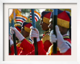 Policemen in Ceremonial Costumes Sit on Horses Framed Photographic Print