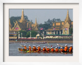Cambodian Racers Row Their Wooden Boat Framed Photographic Print by Heng Sinith