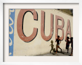 Cuban Girls Run in a Street in Havana, Cuba, Thursday, August 10, 2006 Framed Photographic Print by Javier Galeano