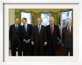 President-Elect Barack Obama is Welcomed by President George W. Bush for a Meeting at White House Framed Photographic Print