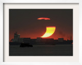 Partial Solar Eclipse as the Sun Sets at Manila's Bay, Philippines Framed Photographic Print