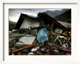 A Pakistani Earthquake Survivor Takes Shelter from the Rain Framed Photographic Print