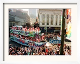 Mardi Gras Revellers Greet a Float from the Zulu Parade Framed Photographic Print