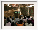 Sudanese Refugees Watch a World Cup Soccer Mach at the Zamzam Refugee Camp Framed Photographic Print