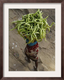 Indian Farmer Carries Cucumbers to Sell in the Market on the Outskirts of Allahabad, India Framed Photographic Print