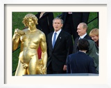 U.S. President George W. Bush, Russian President Vladimir Putin, Russian First Lady Lyudmila Putin Framed Photographic Print