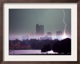 Lighting Strikes in Downtown Denver Framed Photographic Print