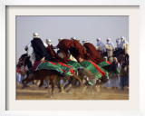 Tunisian Men Ride Their Arab Stallions During a Race the 36th Sahara Festival of Douz Framed Photographic Print
