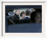 President Bush is Seen Though a Window of a Secret Service Automobile Framed Photographic Print by Lm Otero