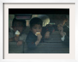 Afghan Boys Eat Ice Cream as They Sit Inside a Van in Kabul, Afghanistan Framed Photographic Print