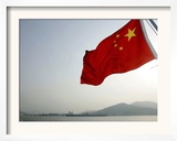 A Chinese Flag Flutters Framed Photographic Print