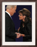 Senator Joe Biden and Governor Sarah Palin Shake Hands before the Start of Vice Presidential Debate Framed Photographic Print