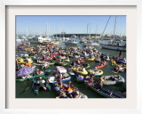 Fans Crowd into Boats, Kayaks, and Rafts Waiting for Their Chance to Catch a Home Run Ball Framed Photographic Print
