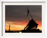 With Washington in the Background, the Sun Rises Behind the Silhouetted Iwo Jima Memorial, Center Framed Photographic Print